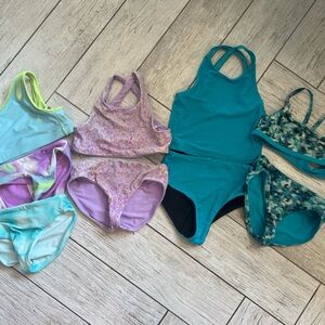 Mixed Girls' Athleta Swimwear Lot - Teal, Lavender, Aqua, Floral